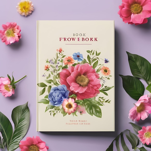 Photo flower book cover mockup design