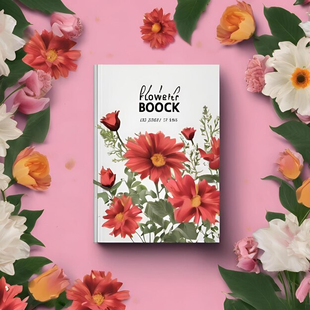 Photo flower book cover mockup design