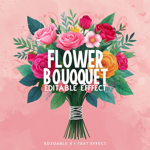 Photo flower bouquet editable text effect