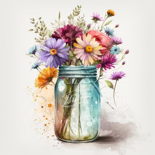 Flower Bouquet in Mason Jar