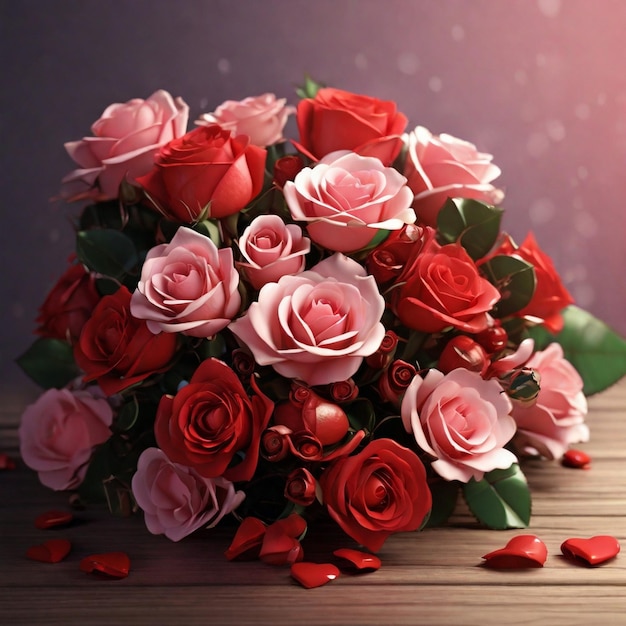 flower bouquet red rose and pink rose flowers bouquet generated by AI