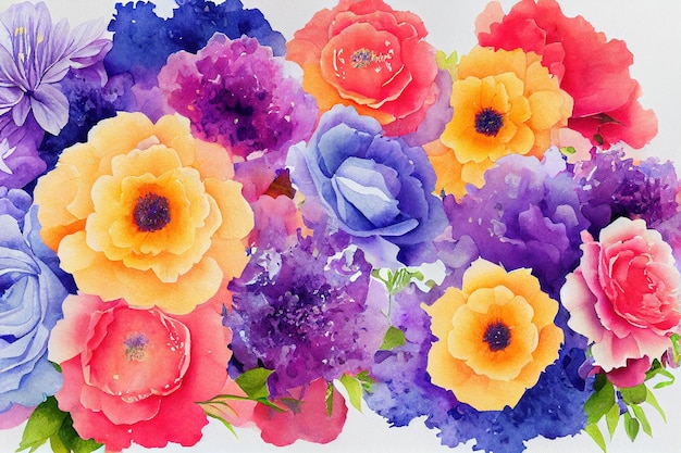 Flower bouquet set watercolor pieces of artwork design