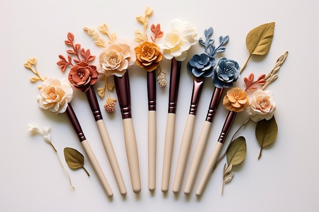 flower brushes on white