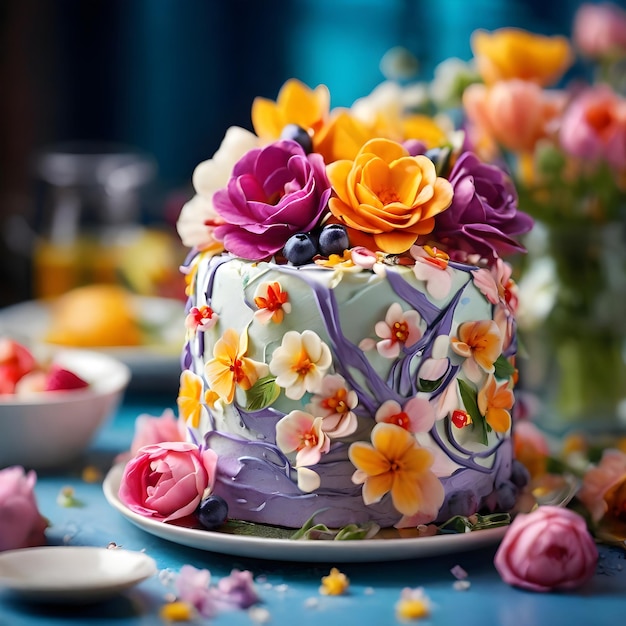 Flower cake flowers food photography beautiful delicious food recipe photography realistic