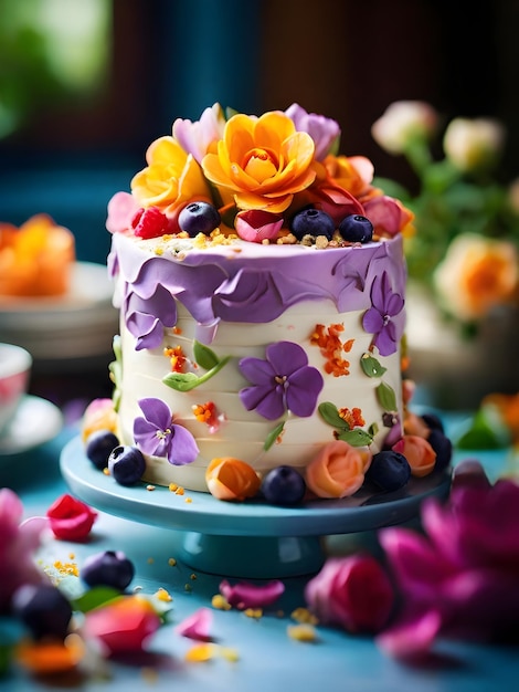 Flower cake flowers food photography beautiful delicious food recipe photography realistic