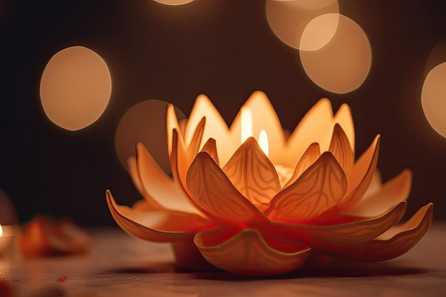 Flower candle for wesak celebration Generative AI