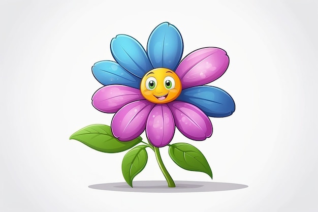 Photo a flower cartoon character on white background