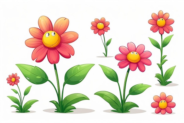 Photo a flower cartoon character on white background