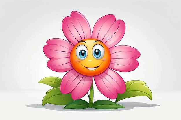 Photo a flower cartoon character on white background