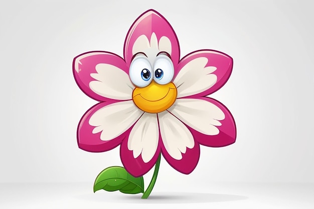 Photo a flower cartoon character on white background