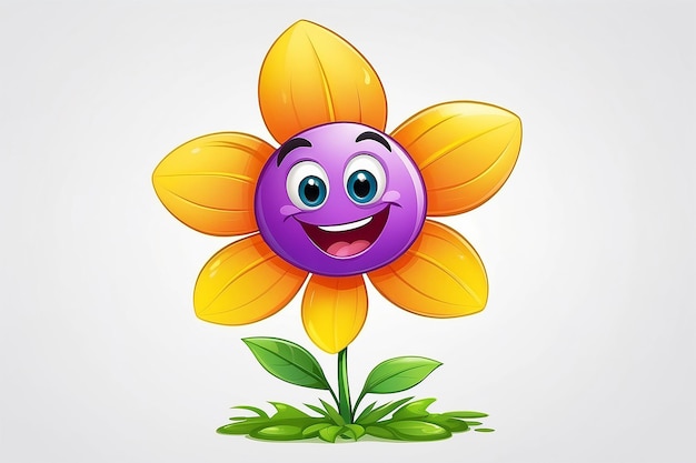 Photo a flower cartoon character on white background