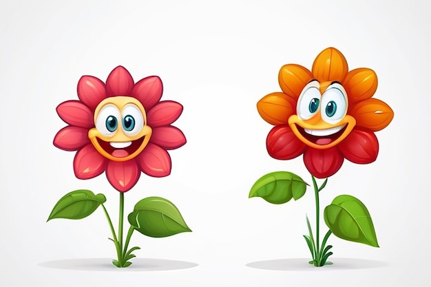 Photo a flower cartoon character on white background