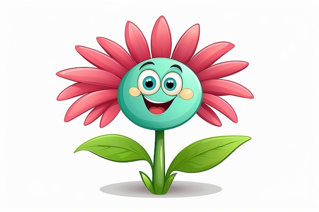 Photo a flower cartoon character on white background