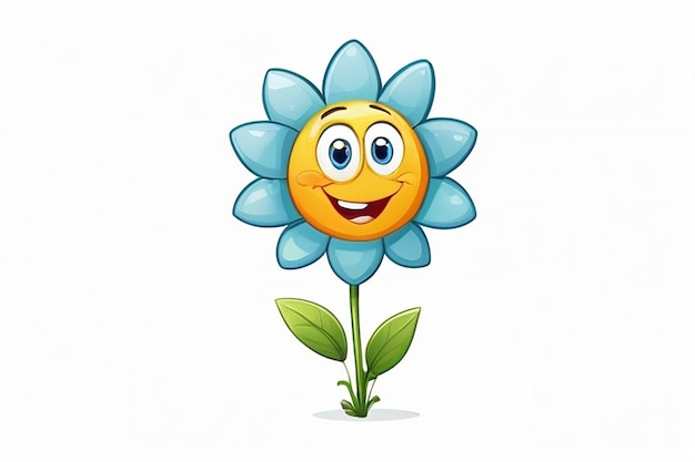 Photo a flower cartoon character on white background