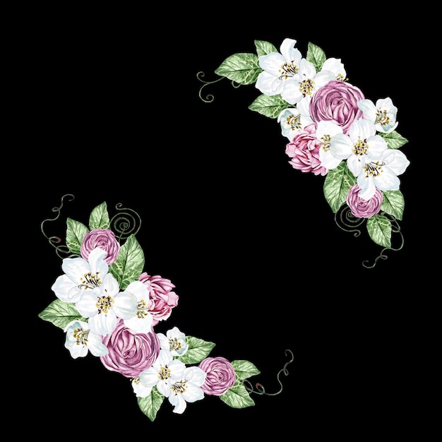 Flower cherry blossom and roses green leaves Floral wedding wreath