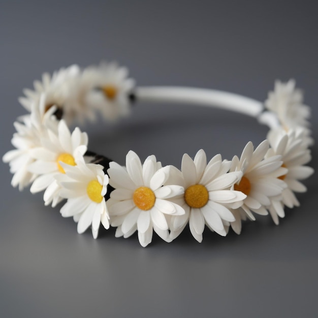 A flower crown with white flowers on it