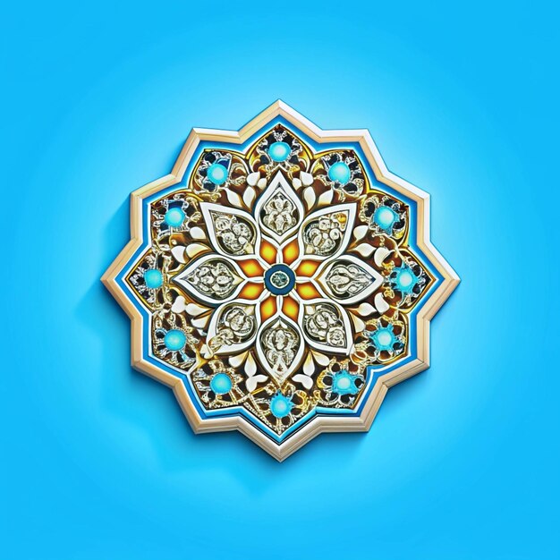 a flower design is on a blue background