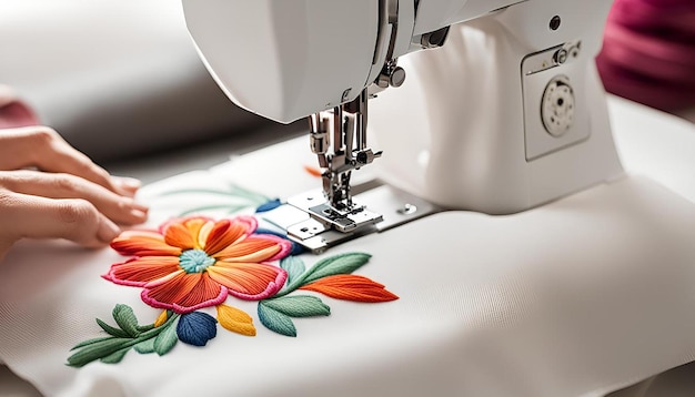 a flower design on a sewing machine with a floral design