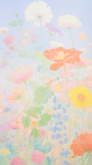 Flower field backgrounds painting outdoors