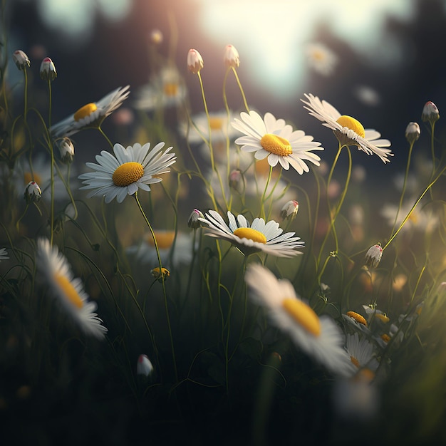 flower field daisies on a sunny day