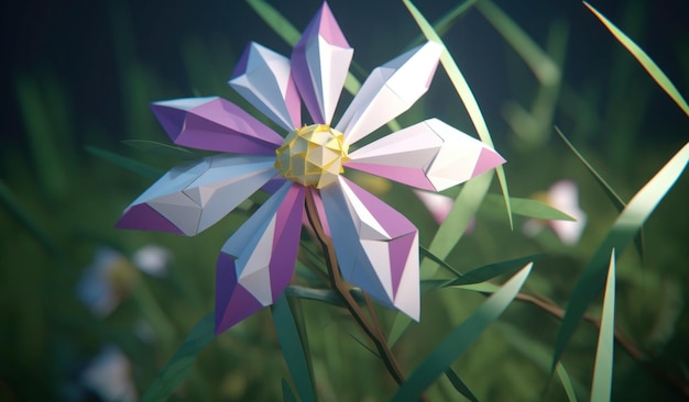 A flower in a field of grass