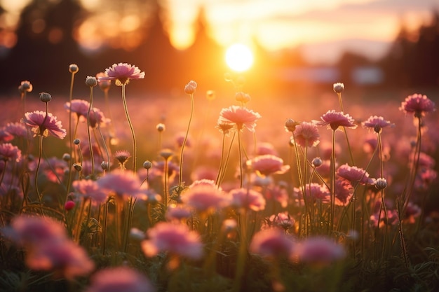 Flower field sunlight outdoors