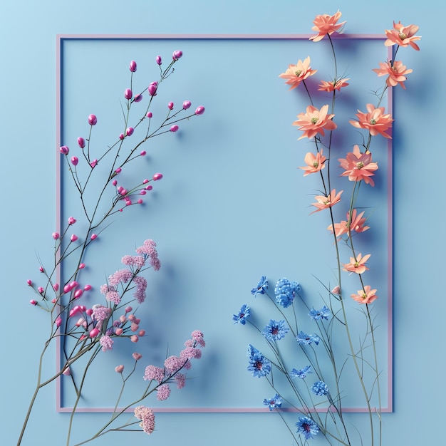 Flower frame aesthetic with minimalistic design flat design