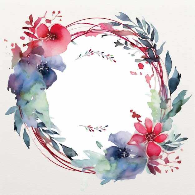 Flower frame background in watercolor effect with empty space for text