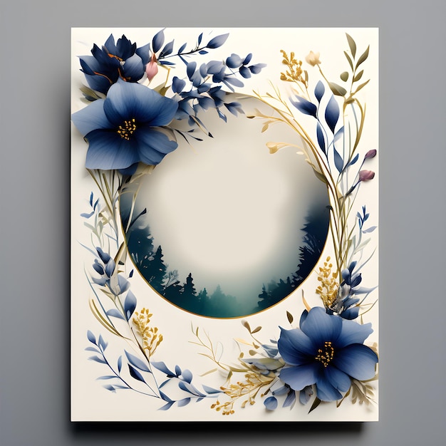 Flower frame Background with colorful 3d floral card design