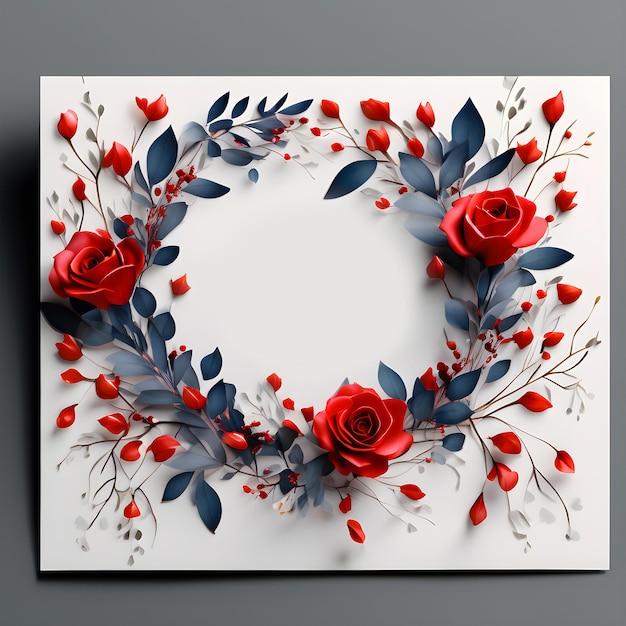 Flower frame Background with colorful 3d floral card design