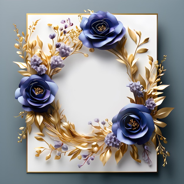 Flower frame Background with colorful 3d floral card design