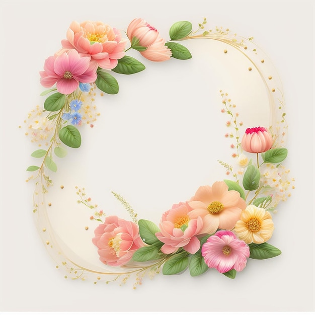 Flower frame on white background aigenerated