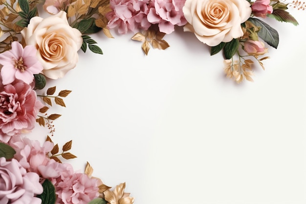 Flower frame on white background