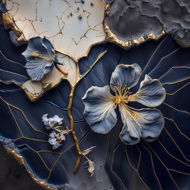 Flower fresco ceramic paints Generative AI