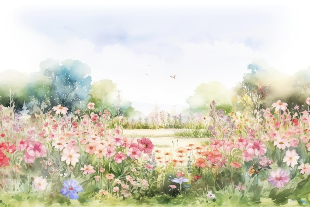 Flower garden landscape outdoors painting