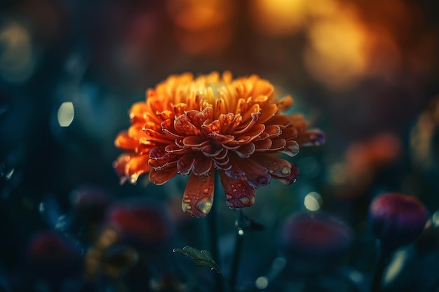 A flower in the garden with the word chrysanthemum on the left