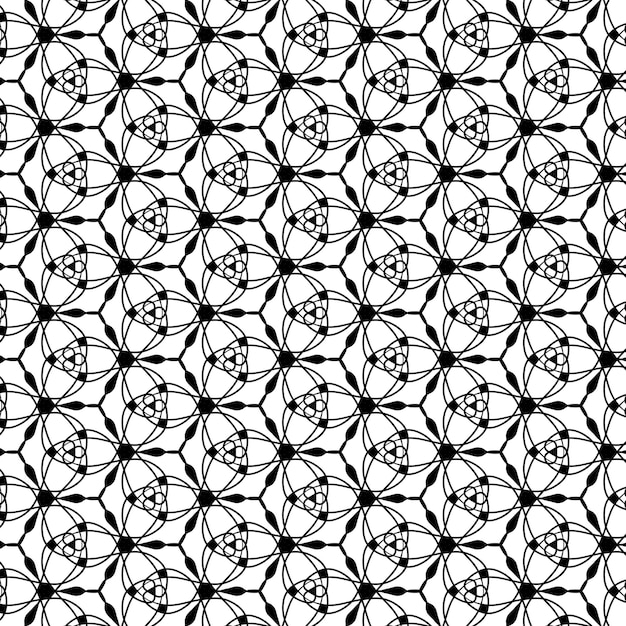 Flower geometric pattern Seamless background White and black ornament Ornament for fabric