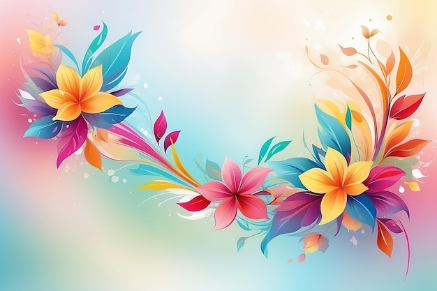 Flower Harmony on Abstract Blurred Background Colorful Banner Design