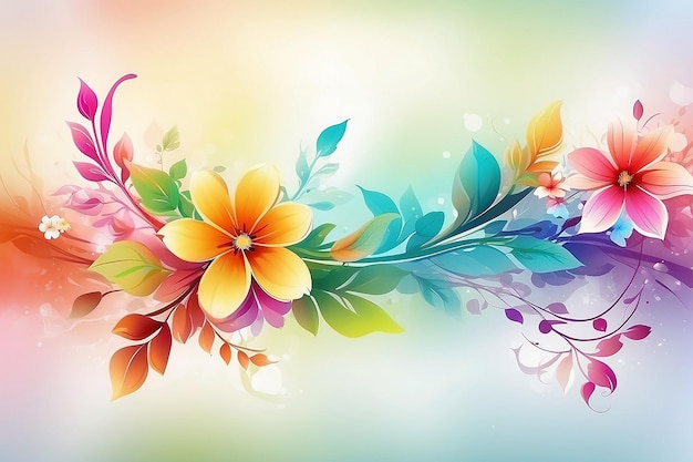 Flower Harmony on Abstract Blurred Background Colorful Banner Design