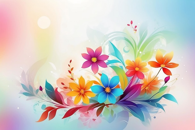 Flower Harmony on Abstract Blurred Background Colorful Banner Design