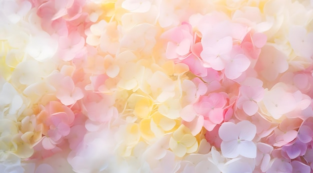 flower hydrangeas background summer bright summer fresh flowers with dew drops in blur fog flower ba