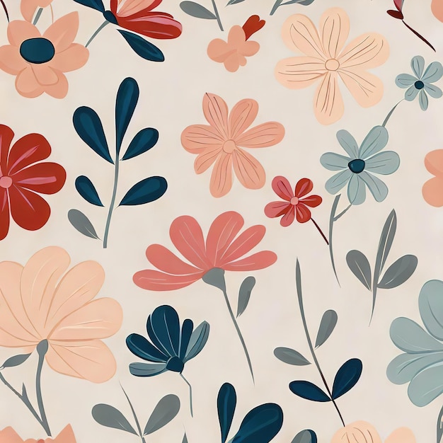 Flower illustration floral pattern backdrop with AI