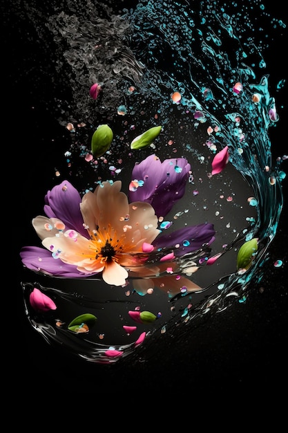 A flower is in a glass of water.