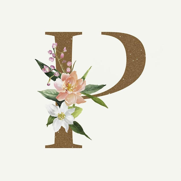 Photo flower letter k floral monogram on a white background