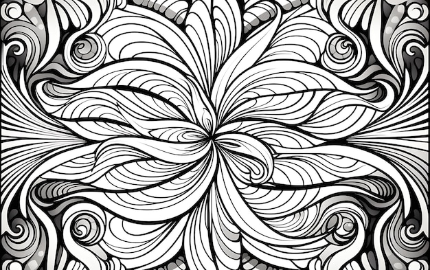 Flower mandala black and white coloring page