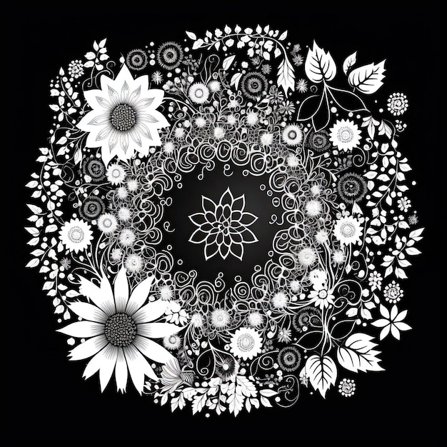 Flower Mandala outline illustration for coloring book page Coloring card for kids and adults Generative AI