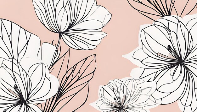 Photo flower memphis line art abstract background