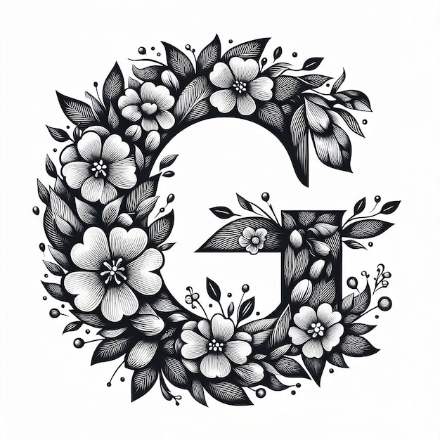 Photo flower monogram logo alphabet g vector