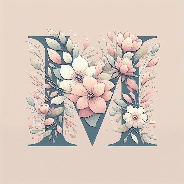 Photo flower monogram logo alphabet m vector