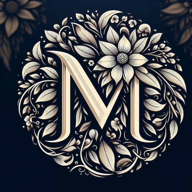 Photo flower monogram logo alphabet m vector